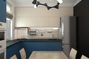 кухня в дизайне трехкомнатной квартиры в панельном доме