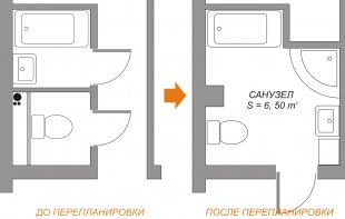 Схема перепланировки объединить ванну с туалетом