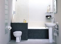 Оформление ванной комнаты однотонной мозаикой.