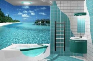 Ванная комната с фотопанно из кафеля отделка ванны плиткой фото
